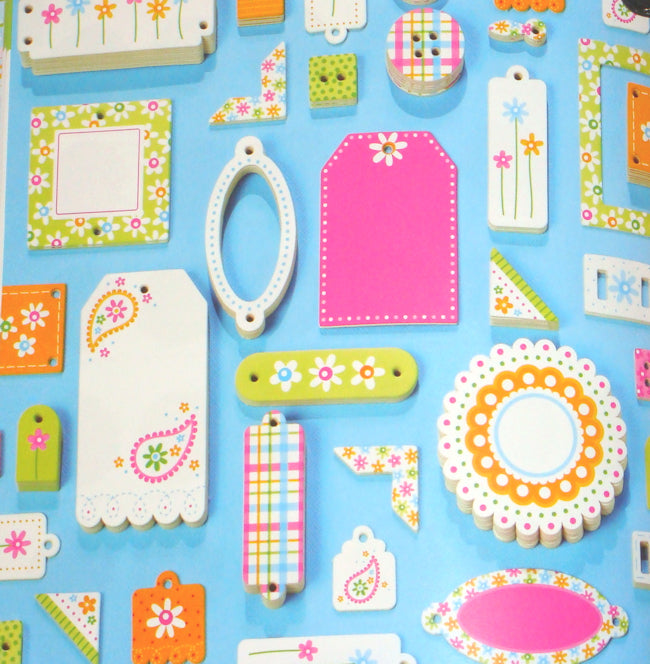 Whimsy Waffers Chipboard Stickers / Etiquetas Adhesivas Gruesas Toda Ocasion Stickers Descontinuado