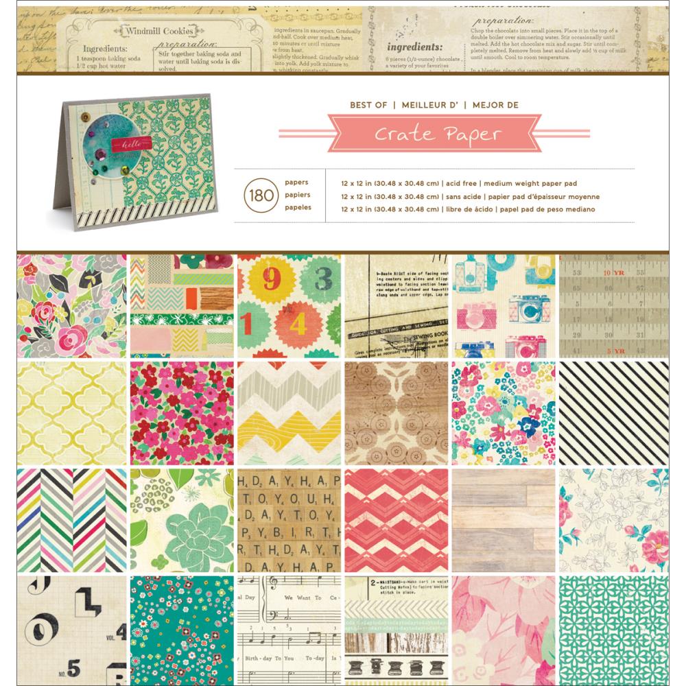 Best Of Crate Papers 12" x 12" / Block de Papel Lo Mejor de Crate Paper 180 Hojas Descontinuado American Crafts