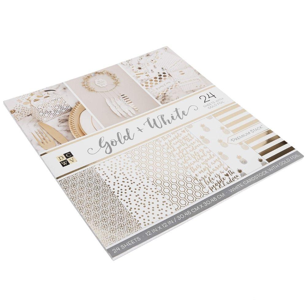 Cardstock Gold And White 12&quot; / Block de Cartulina Dorado y Blanco Papel DCWV