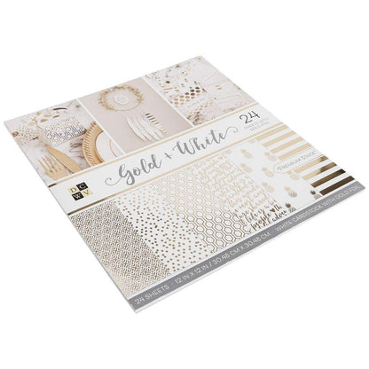 Cardstock Gold And White 12&quot; / Block de Cartulina Dorado y Blanco Papel DCWV