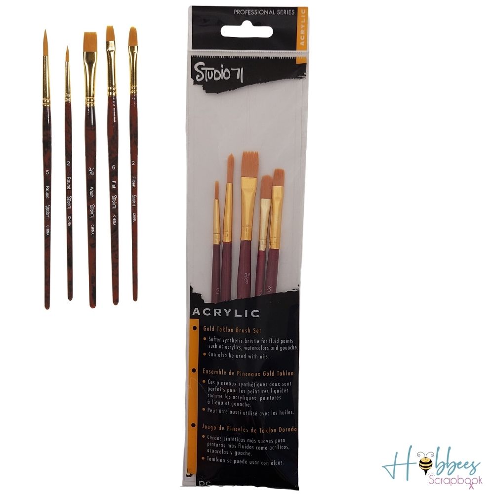 Studio 71 Golden Taklon Brush Set / Set de Pinceles Sintéticos