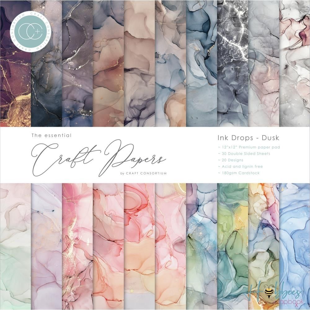 Paper Pad Ink Drops - Dusk / Bloc de papel Gotas de tinta - Atardecer Papel Craft Consortium