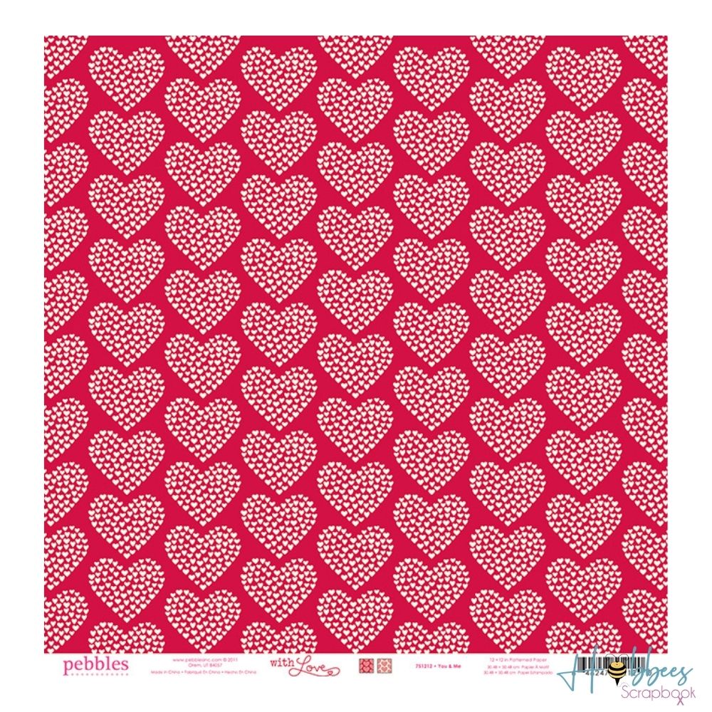 With Love Paper / 1 Hoja Cartulina Doble Cara Corazones Papel, Hojas Sueltas Pebbles