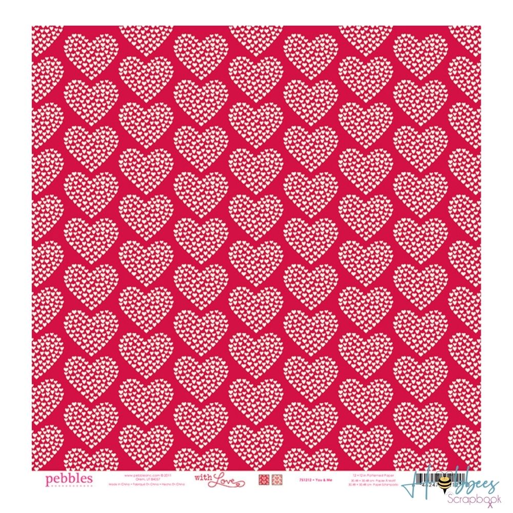 With Love Paper / 25 Hojas Cartulina Doble Cara Corazones Descontinuado Pebbles