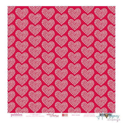 With Love Paper / 25 Hojas Cartulina Doble Cara Corazones Descontinuado Pebbles