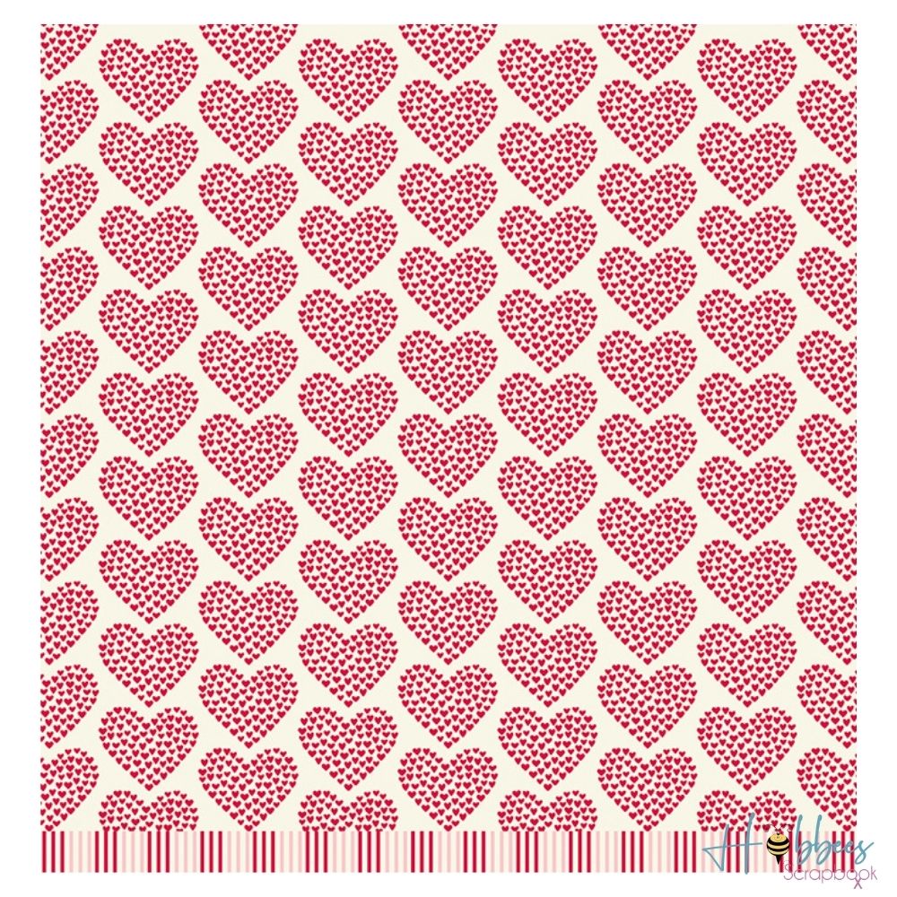 With Love Paper / 1 Hoja Cartulina Doble Cara Corazones Papel, Hojas Sueltas Pebbles