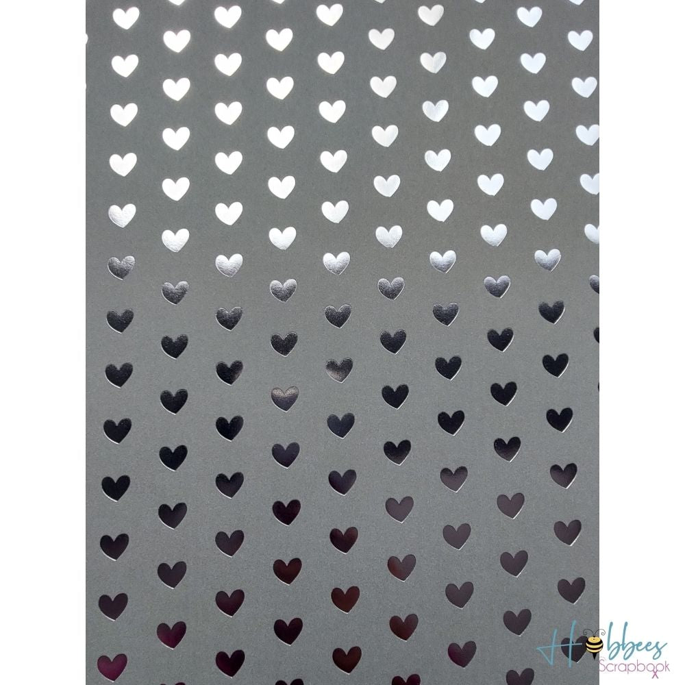 Foil Heart Cardstock / 10 Hojas de Cartulina color Gris de Corazones de Foil Plata Descontinuado American Crafts