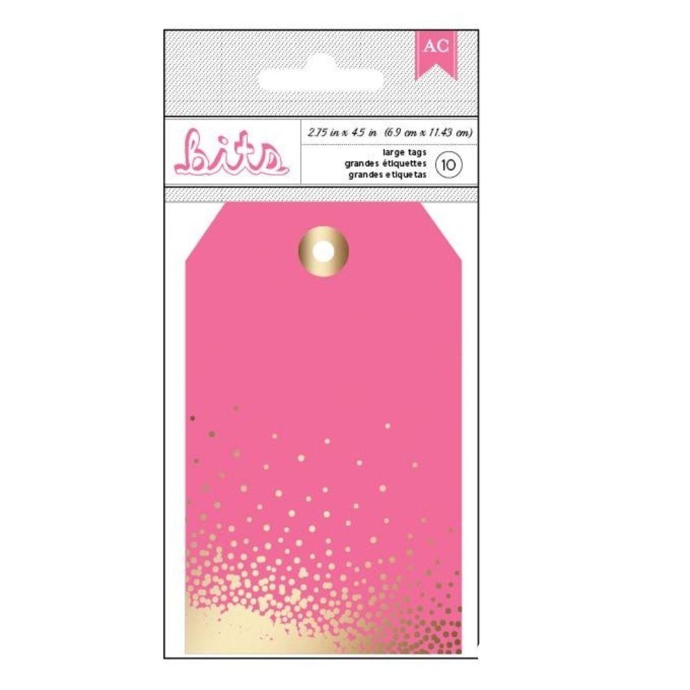 Tags Bits / 10 Etiquetas Grandes en Tonos Rosas Adornos / Embellishments American Crafts