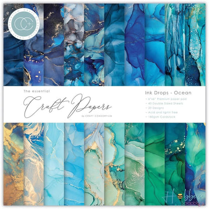 Double-Sided Paper Pad 6&quot; Ink Drops Ocean / Block Papel Doble Cara Papel Craft Consortium