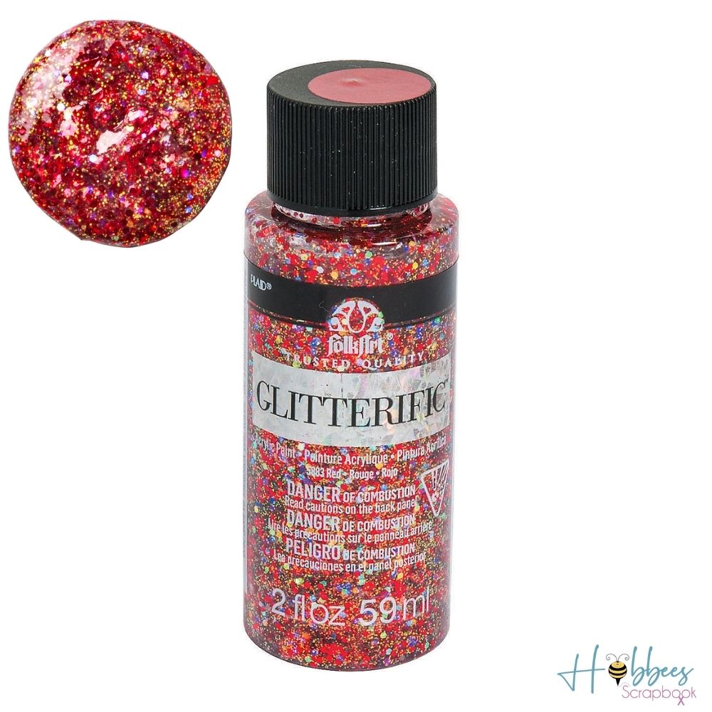 Glitterific Glitter Paint Red / Pintura con Purpurina Roja Acrìlicos Folkart