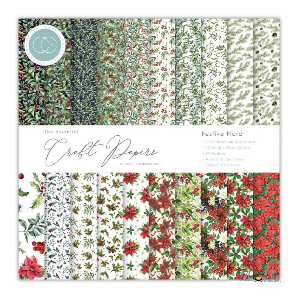 Paper Pad Festive Flora / Bloc de Papel Flora Festiva Papel Crafter&