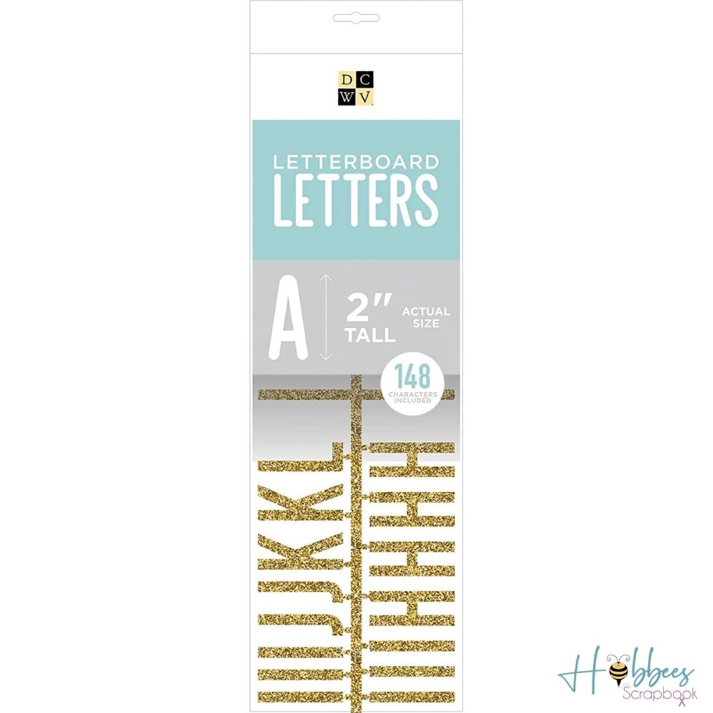 DC Letterboard 2&quot; Letters Glitter Gold / Letras Purpurina Dorada Para Tablero Tableros DCWV