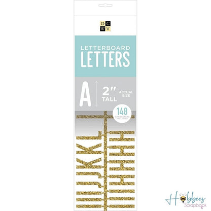 DC Letterboard 2&quot; Letters Glitter Gold / Letras Purpurina Dorada Para Tablero Tableros DCWV