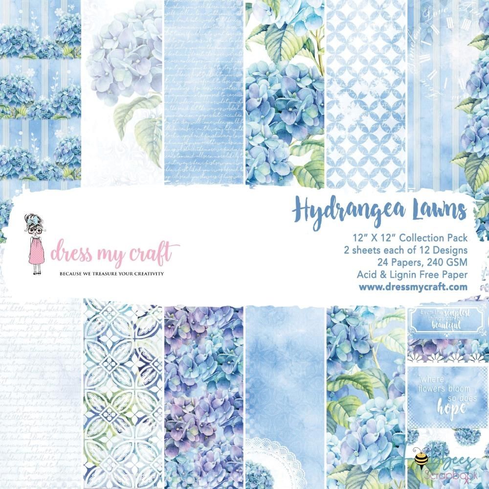 Single-Sided Paper Pad Hydrangea Lawns / Bloc de Papel de Hortensias