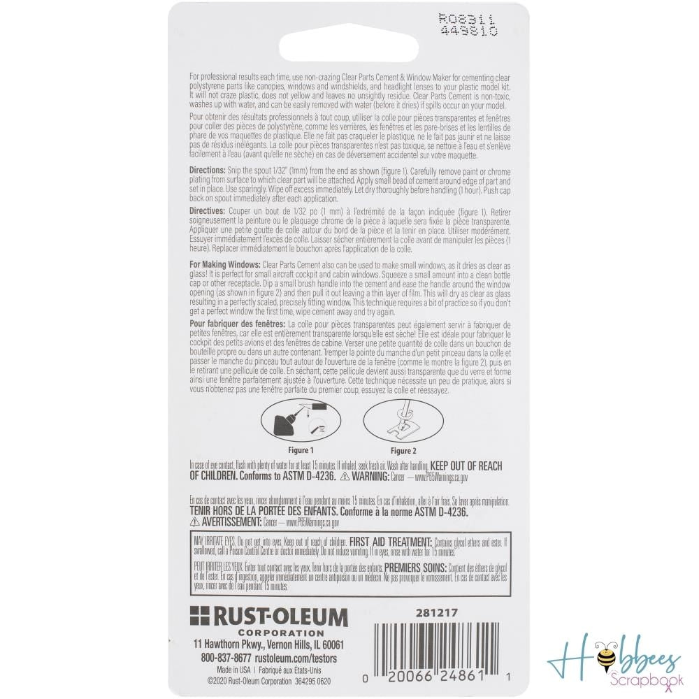 Clear Parts Cement Adhesive / Adhesivo Para Piezas Transparentes Adhesivos / Pegamentos Testors