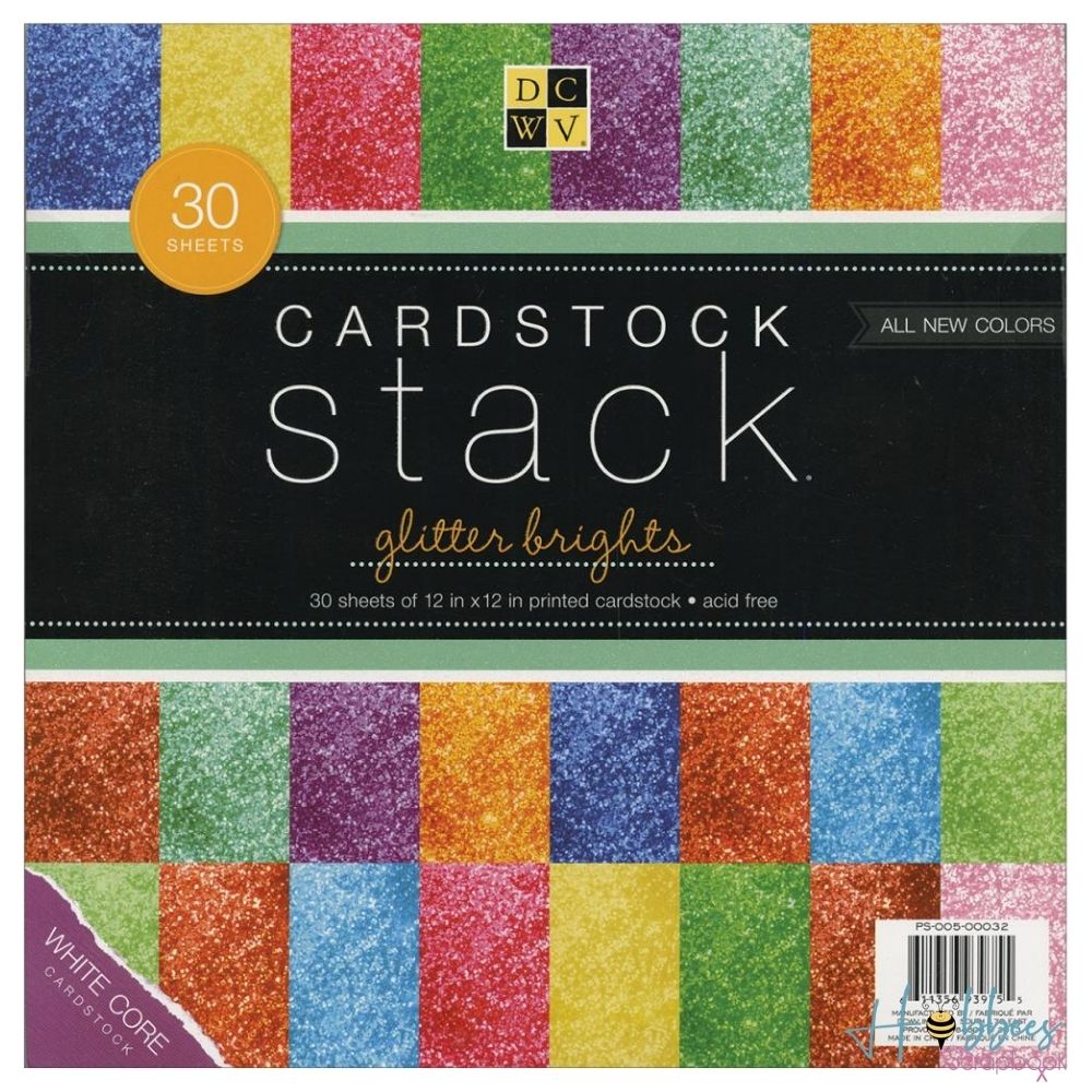 Cardstock Glitter Brights 12&quot; / Block de Cartulina con Diamantina Papel DCWV