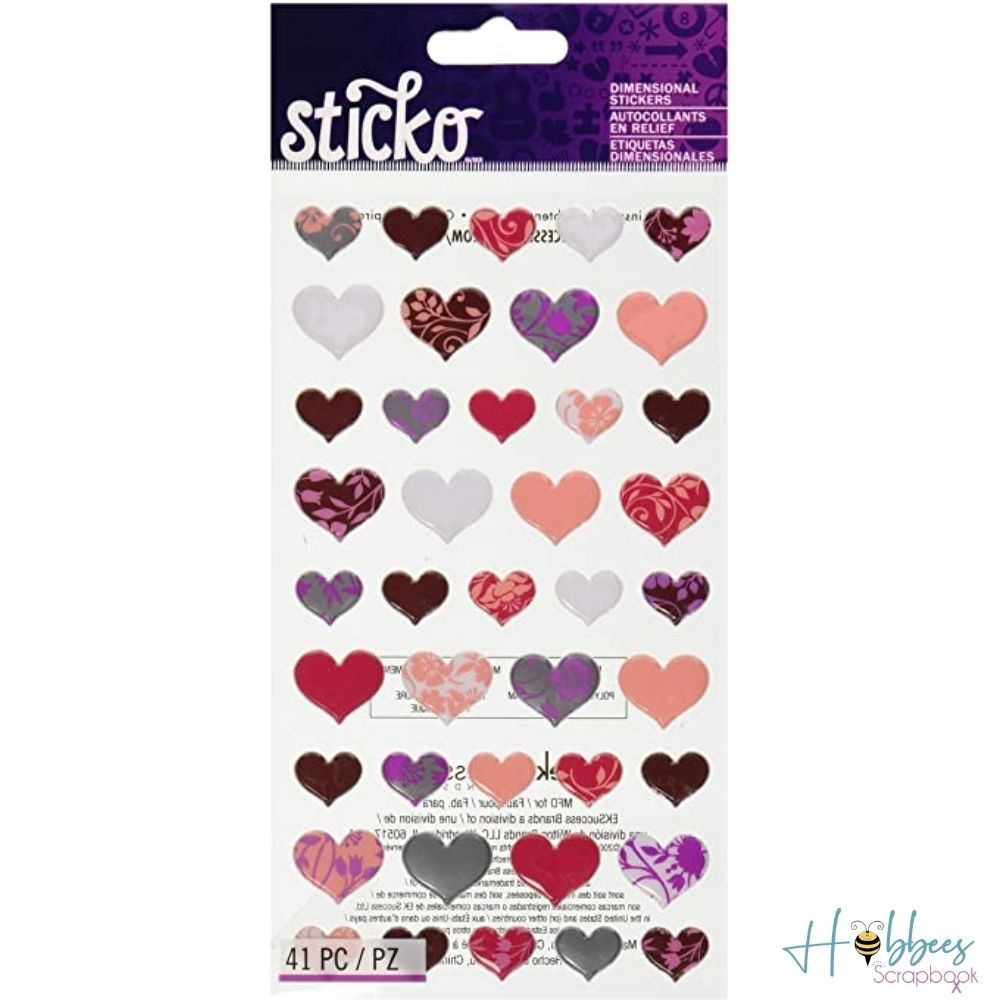 Lovely Hearts Dimensional Stickers / Etiquetas 3D Corazones Stickers Sticko