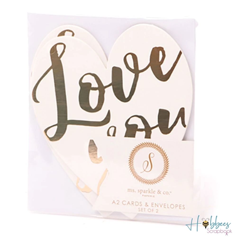 2 Cards & Envelopes Heart Love you / 2 Tarjetas de Corazón Te Amo y Sobres