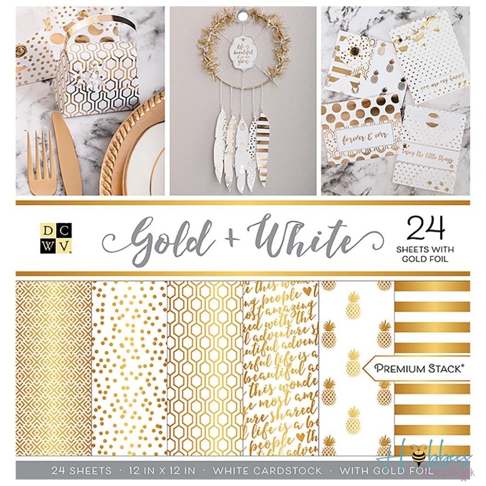 Cardstock Gold And White 12" / Block de Cartulina Dorado y Blanco