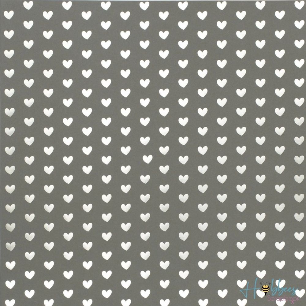 Foil Heart Cardstock / 10 Hojas de Cartulina color Gris de Corazones de Foil Plata Descontinuado American Crafts