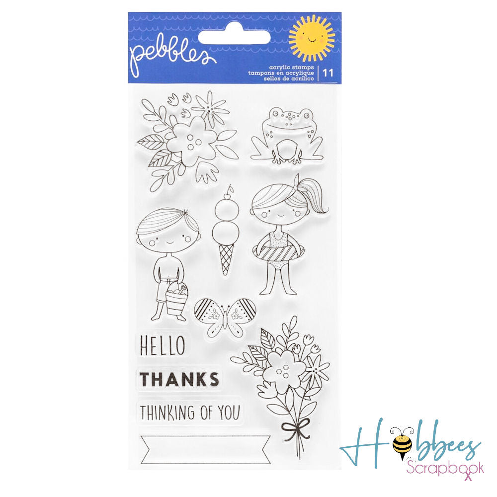 Sun &amp; Fun Stamps / Sellos Transparentes Sellos Pebbles