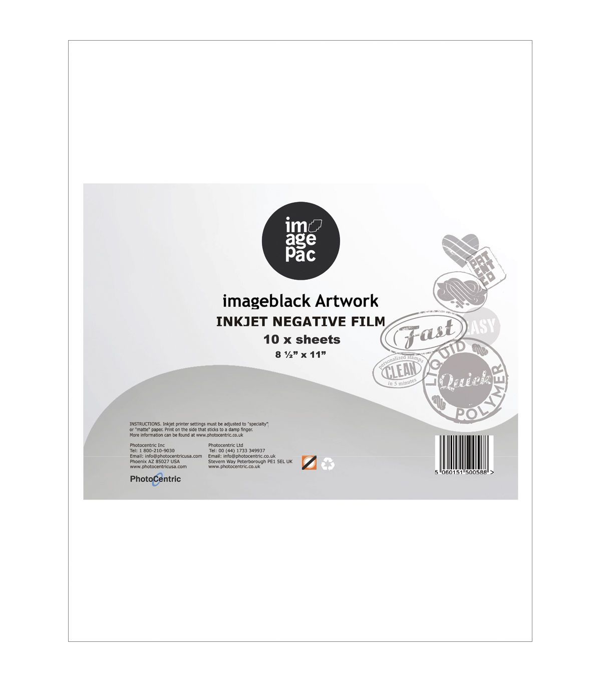 Stamp Maker Inkjet Negative Film / Repuestos de Acetato Imprimible para Hacer Sellos Descontinuado Image Pac