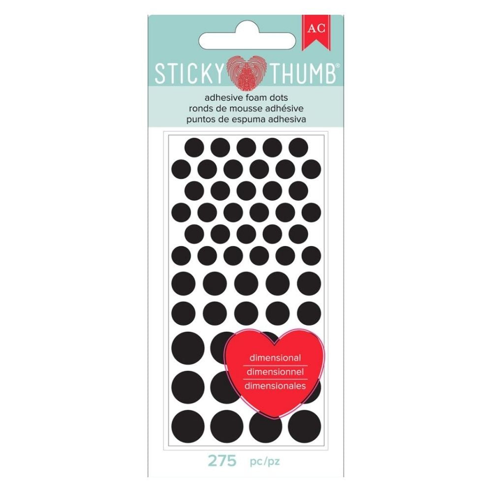 Black Adhesive Foam Dots / Puntos de Espuma Adhesiva Negros Adhesivos / Pegamentos American Crafts