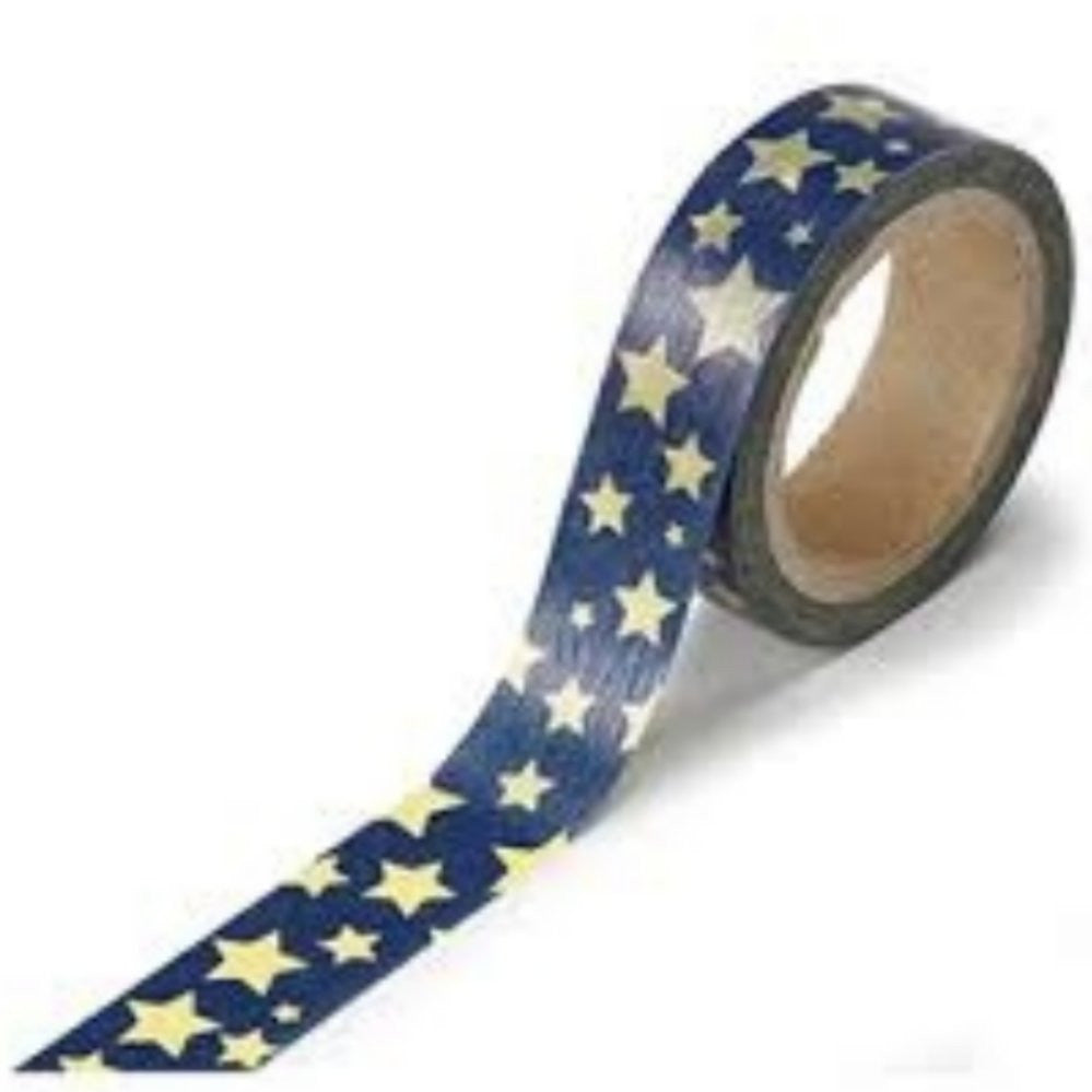 Washi Tape Blue With Gold Star / Cinta Adhesiva Azul con Estrellas