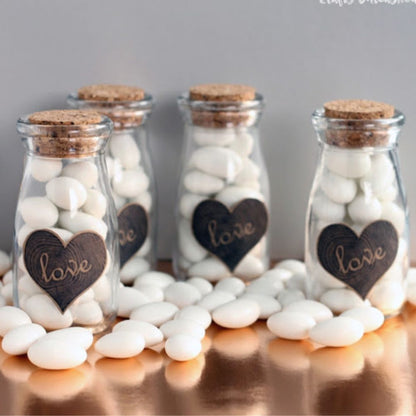 4 Mini Milk Bottles / 4 Botellitas con Corcho Almacenamiento y Organización David Tutera