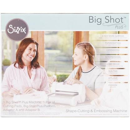 Big Shot PLUS White &amp; Gray Machine + 62 Xtras / Máquina de Corte y Grabado Con Paquete Descontinuado Sizzix