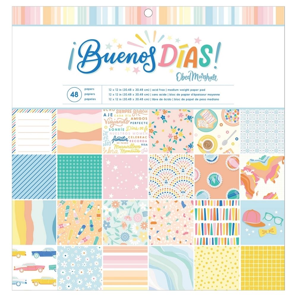Buenos Dias Single-Sided Paper Pad 12 x 12" / Block de Papel Estampado
