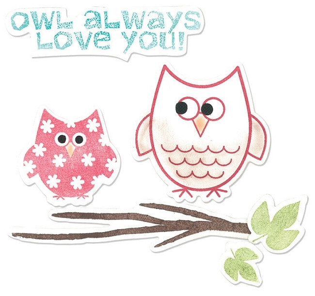 Autumn Owls Dies &amp; Stamps / Set de Suajes y Sellos de Polímero de Búhos de Otoño Dados de Corte / Suajes / Troqueles Sizzix