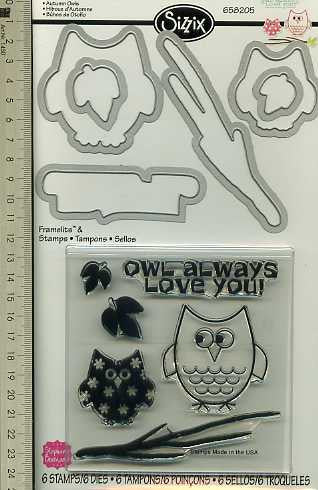 Autumn Owls Dies &amp; Stamps / Set de Suajes y Sellos de Polímero de Búhos de Otoño Dados de Corte / Suajes / Troqueles Sizzix