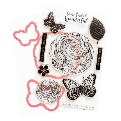 Wonderful Stamps &amp; Dies Set / Kit de Sellos y Suajes Maravillosos Dados de Corte / Suajes / Troqueles Vicki Boutin