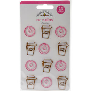 Cream &amp; Sugar Coffee Shop Cute Clips / Clips de Cafe y Donas Adornos / Embellishments Doodlebug