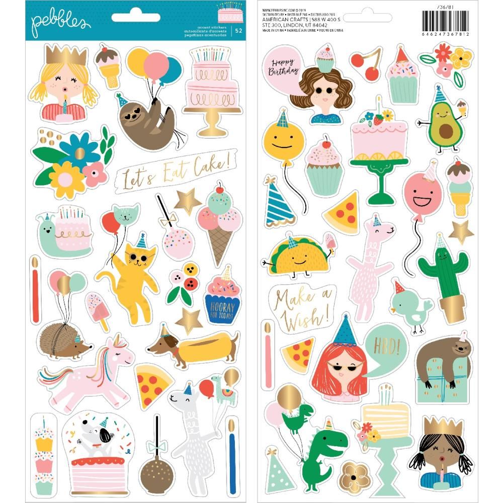 Cardstock Stickers Happy Cake Day / Estampas de Cartulina Cumpleaños Feliz Descontinuado Pink Paislee