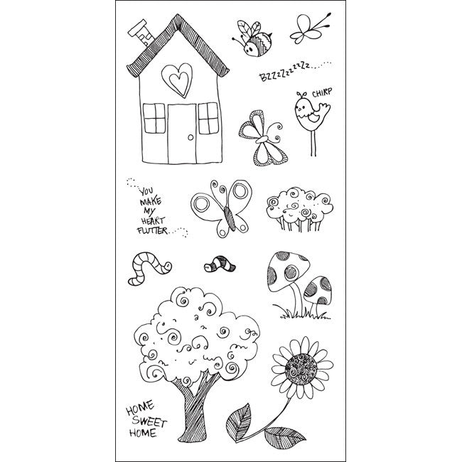 Sellos de Goma Cling Jardin con Casa / Outdoor Fun 03-013376 Descontinuado Fiskars