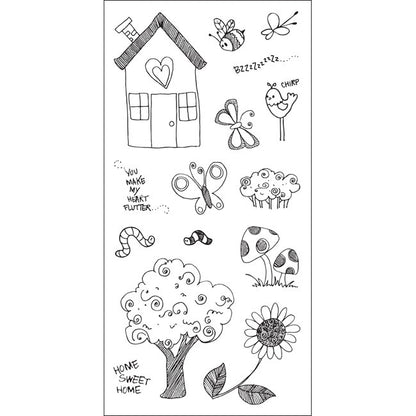 Sellos de Goma Cling Jardin con Casa / Outdoor Fun 03-013376 Descontinuado Fiskars