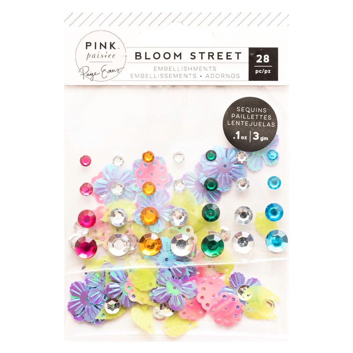 Sequins &amp; Gems Bloom Street / Estampas y Lentejuelas Stickers Pink Paislee