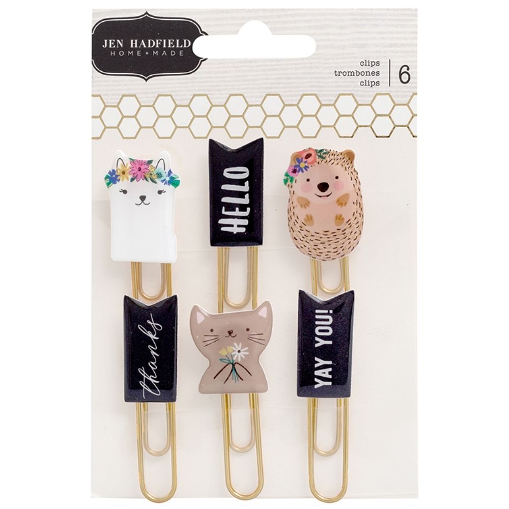 Hey, Hello Clips with Foil / Clips Metálicos Frases y Animales