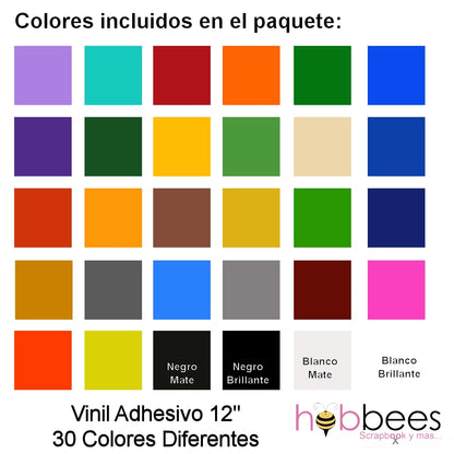 Paquete de 30 Hojas de Vinil Adhesivo de Colores Descontinuado iVinyl