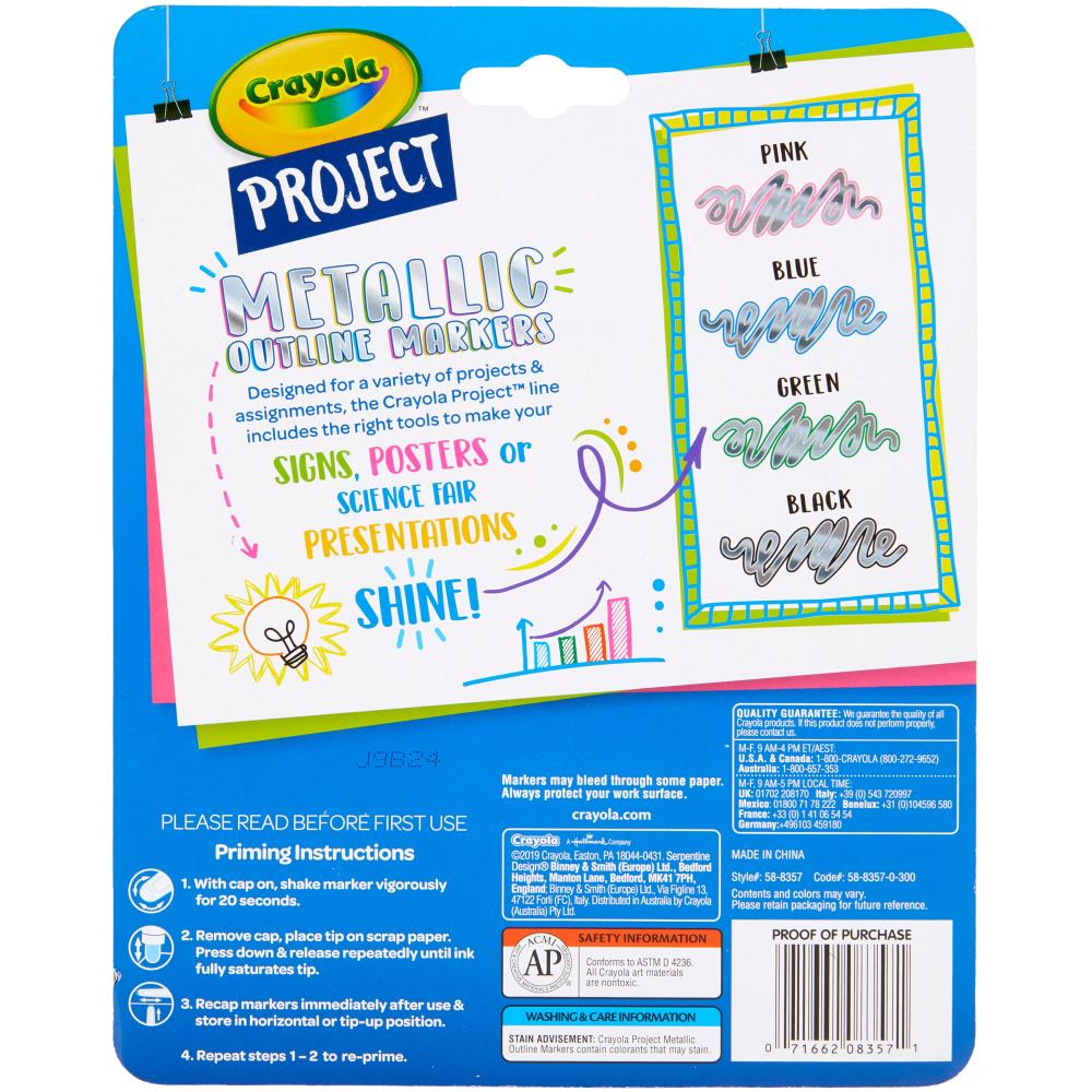 Metallic Outline Markers / Marcadores para Contorno Metálicos Marcadores &amp; Plumones Crayola