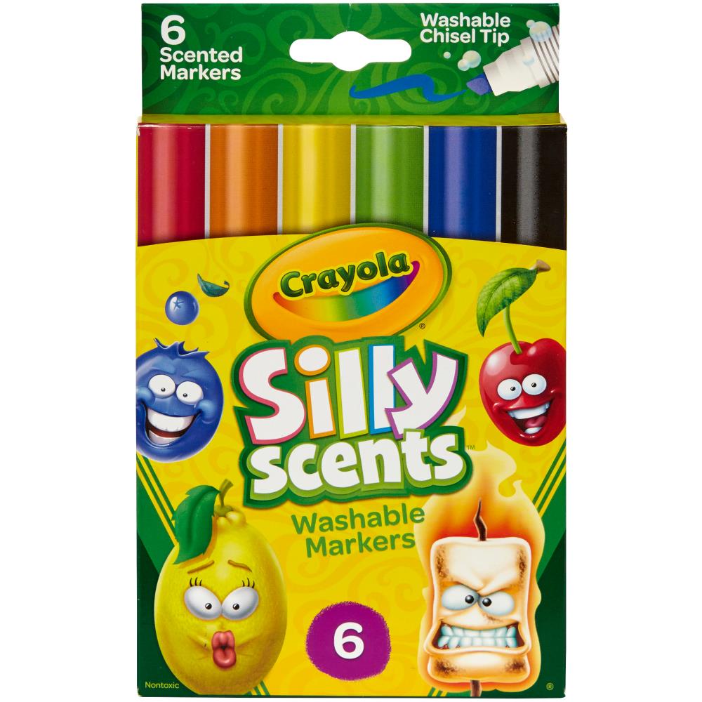 Silly Scents Wedge Tip Washable Markers / 6 Marcadores Lavables Perfumados Marcadores &amp; Plumones Crayola