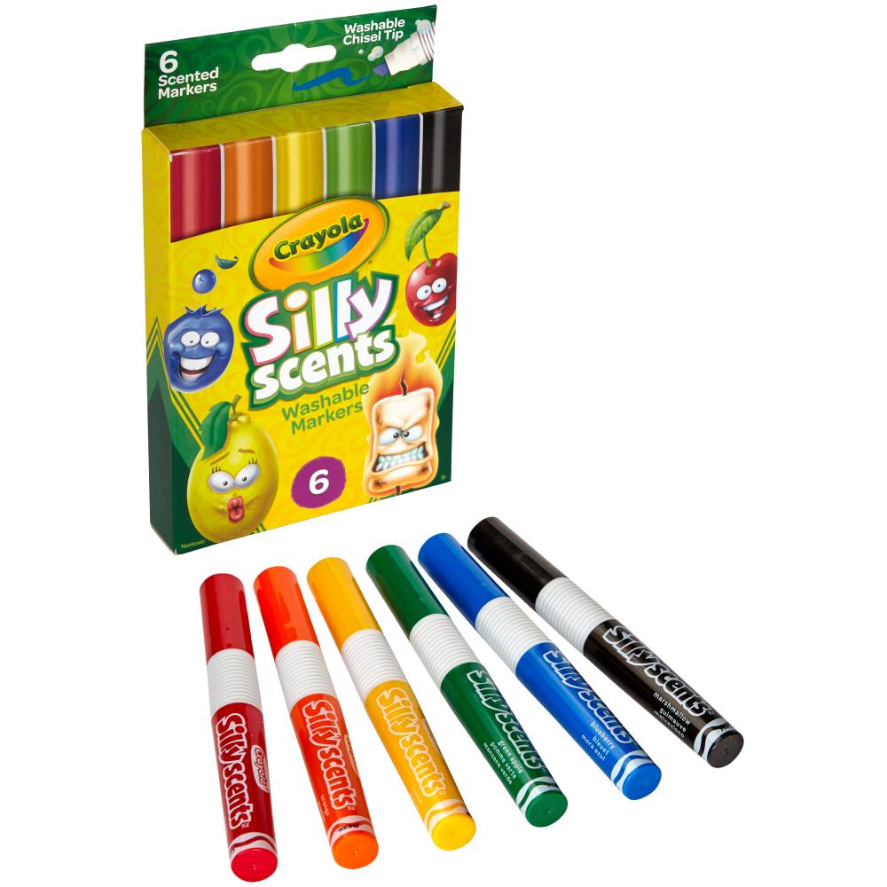 Silly Scents Wedge Tip Washable Markers / 6 Marcadores Lavables Perfumados Marcadores &amp; Plumones Crayola