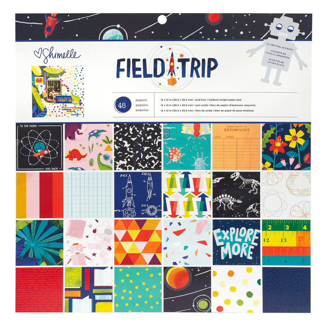 Field Trip Paper Pad / Block de Papel Decorado Niños Descontinuado American Crafts