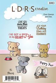 Stamps and Dies Kit Puppy Time / Kit de Suajes y Sellos de Perritos Descontinuado LDRS Creative