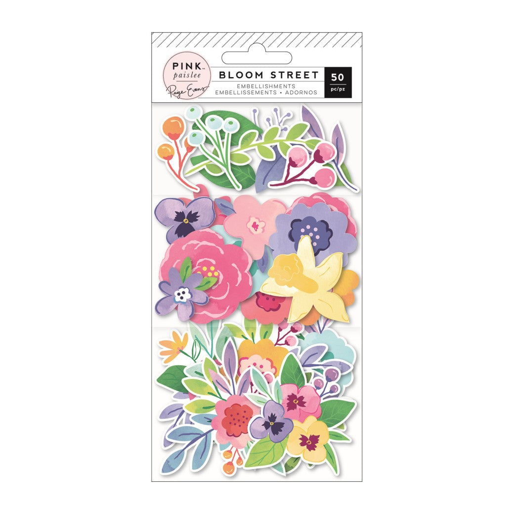 Bloom Street Cardstock Die-Cuts / Recortes de Figuras Florales Floreciendo Descontinuado Pink Paislee