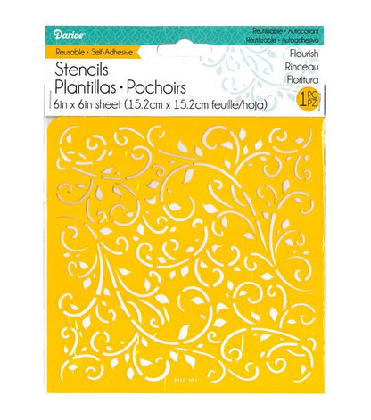 Self-Adhesive Stencil Flourish / Esténcil Autoadhesivo Curvas Descontinuado Darice