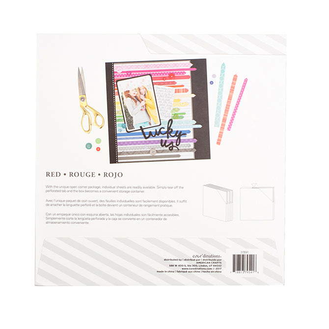 Red Patterned Cardstock / Cartulina Decorada Rojos 60 Hojas Descontinuado Core&