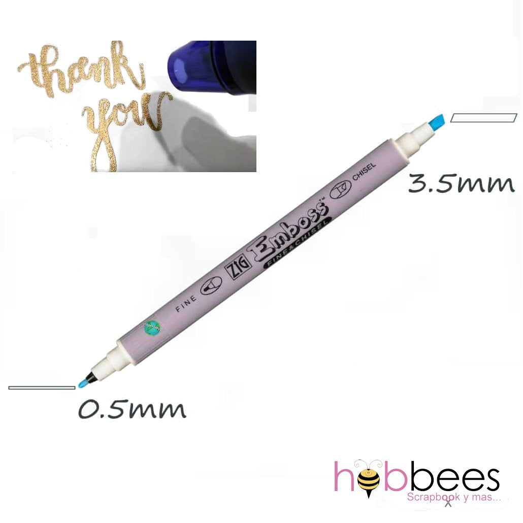Emboss Fine &amp; Chisel Twin Tip Marker / Marcador Doble Punta para Embossing Descontinuado Zig Memory System